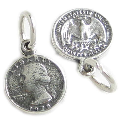 Washingston Quarter TINY sterling silver charm .925 x 1 Coins charms