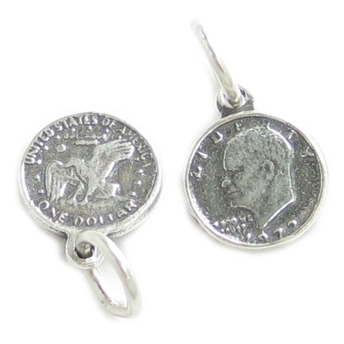 Eisenhower Dollar TINY sterling silver charm .925 x1 Dollars Coins charms