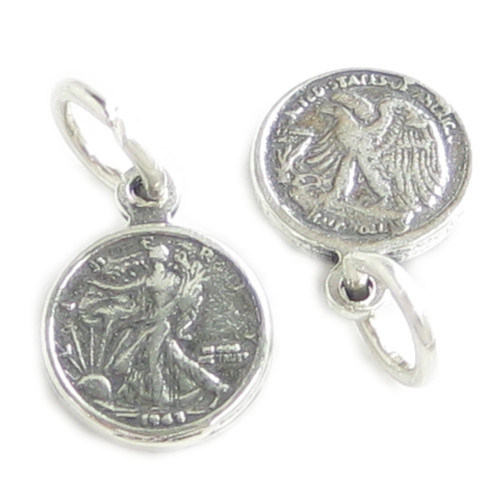 Walking Liberty Half Dollar TINY sterling silver charm .925 charms