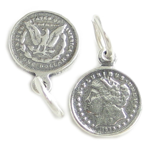 Morgan silver Dollar TINY sterling silver charm .925 Dollars charms