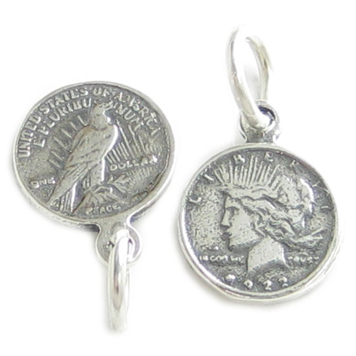 Peace silver Dollar TINY sterling silver charm .925 Dollars charms