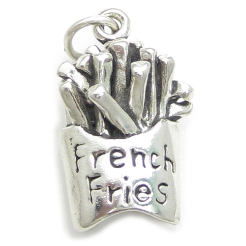 Chips French Fries sterling silver charm .925 chip food charms