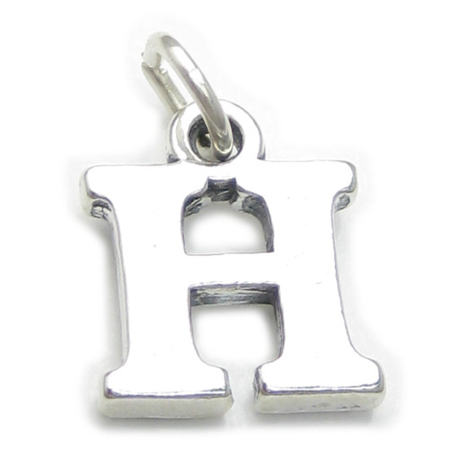 Letter H Initial sterling silver charm .925 x 1 Letters charms pendant A1