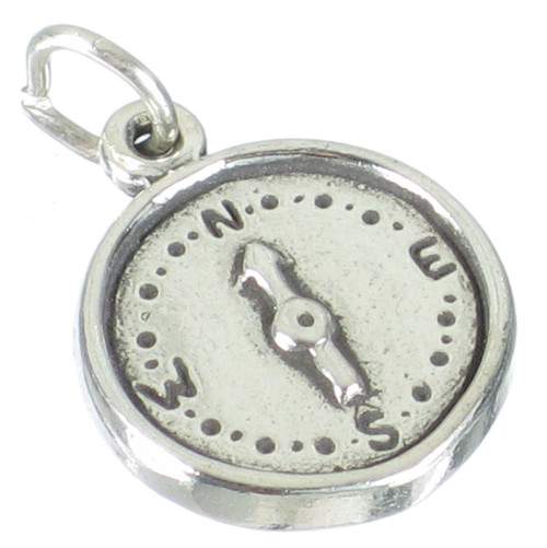 Compass sterlng silver charm .925 x1 Map Reading Lost Navigation charms