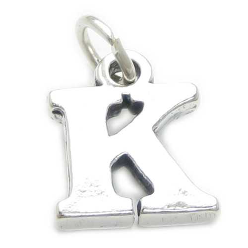 Letter K Initial sterling silver charm .925 x 1 Letters charms pendant A1