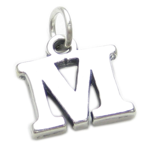 Letter M Initial sterling silver charm .925 Letters charms pendant A1