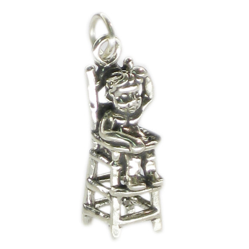 Baby in a high chair sterling silver charm .925 Feeding chairs