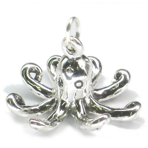 Octopus sterling silver charm .925 x 1 octopuses octopi octopodes