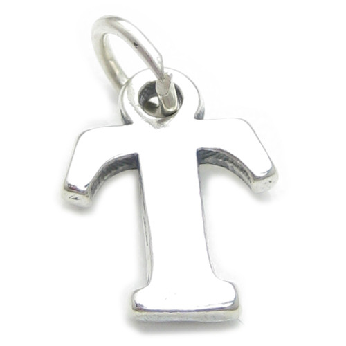 Letter T Initial sterling silver charm .925 x 1 Letters charms pendant A1