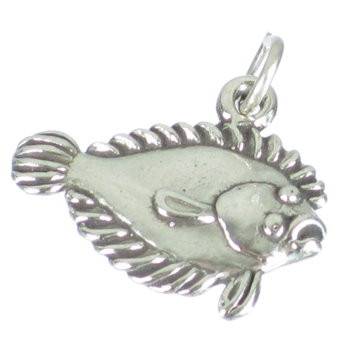 Flat Fish Halibut sterling silver charm .925 x 1 Fishing Fishes charms