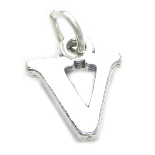 Letter V Initial sterling silver charm .925 x 1 Letters charms pendant A1