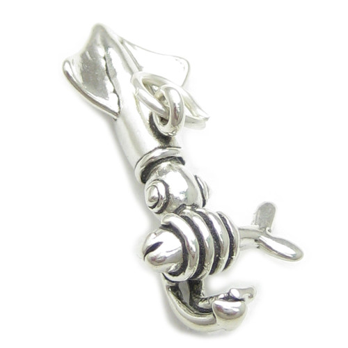 Squid sterling silver charm .925 x 1 Squids fish sea charms