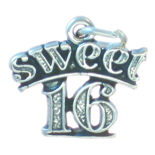Sweet 16 Sixteen sterling silver charm .925 x 1 16th Birthday charms