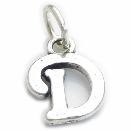 Script Letter D Initial sterling silver charm .925 Letters charms