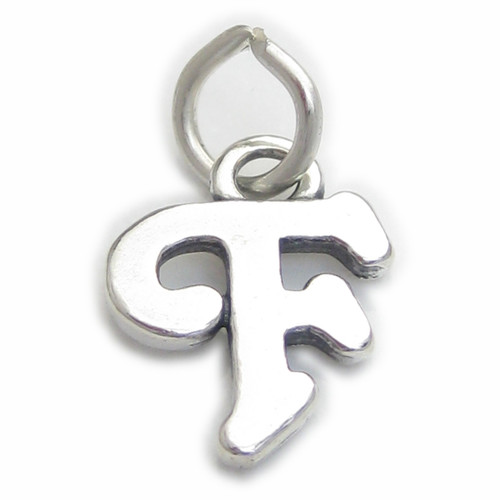 Script Letter F Initial sterling silver charm .925 Letters charms