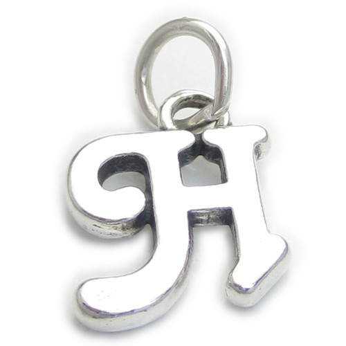 Script Letter H Initial sterling silver charm .925 Letters charms