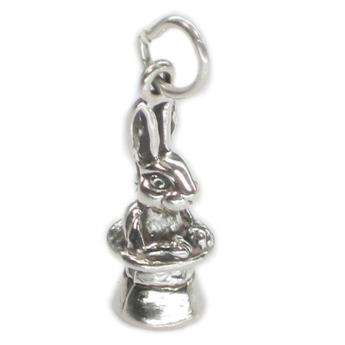 Rabbit in a magic hat sterling silver charm .925 x 1 Rabbits in Hats