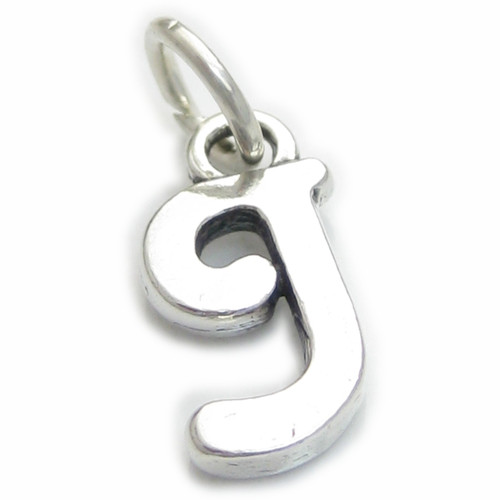 Script Letter J Initial sterling silver charm .925 Letters charms