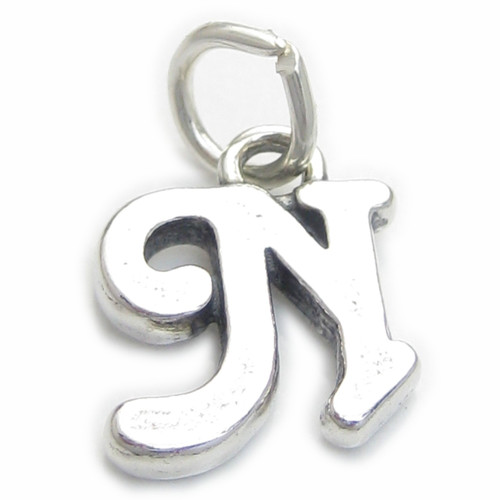 Script Letter N Initial sterling silver charm .925 x 1 Letters charms