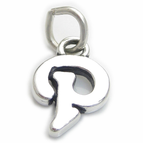 Script Letter P Initial sterling silver charm .925 x 1 Letters charms
