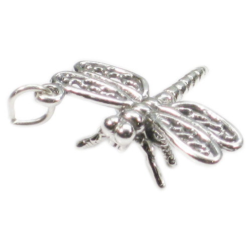 Dragonfly Dragon Fly sterling silver charm - pendant x 1 insects charms