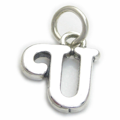 Script Letter U Initial sterling silver charm .925 Letters charms