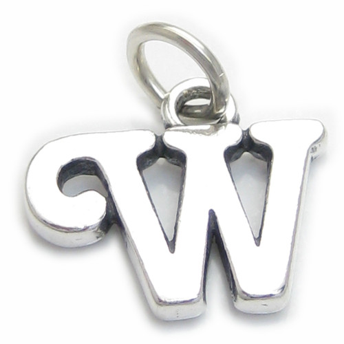 Script Letter W Initial sterling silver charm .925 x 1 Letters charms