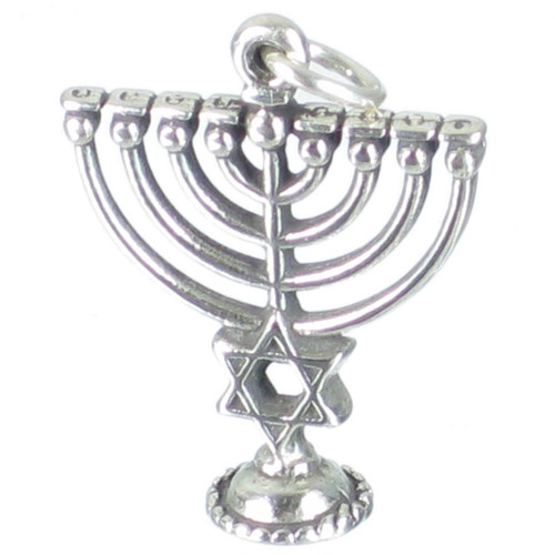 Menorah sterling silver charm .925 x 1 Candelabra Jewish charms