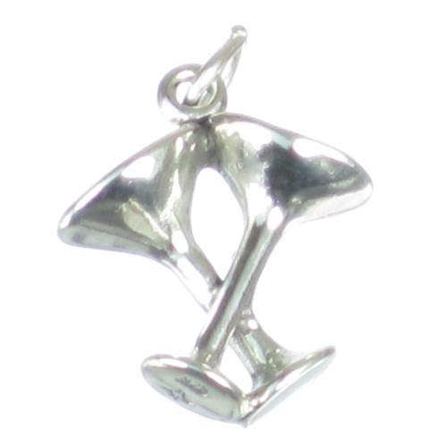 Crossed Glasses sterling silver charm .925 x 1 Champagne Glass charms