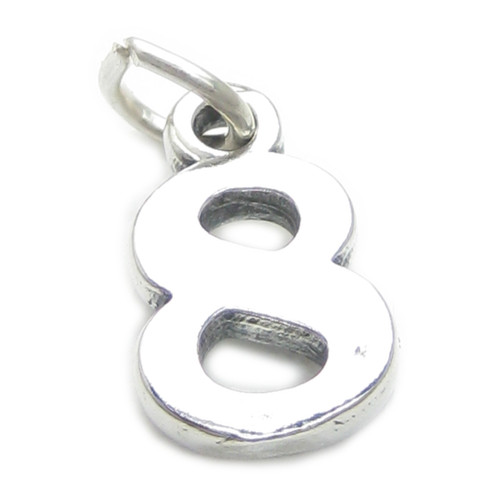 Number 8 Eight sterling silver charm .925 x 1 Numbers charms pendants A1
