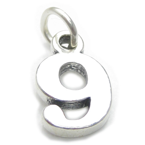 Number 9 Nine sterling silver charm .925 x 1 Numbers charms pendants A1