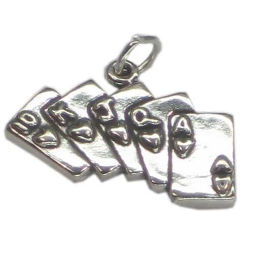 Royal Flush Poker sterling silver charm .925 Card Games charms