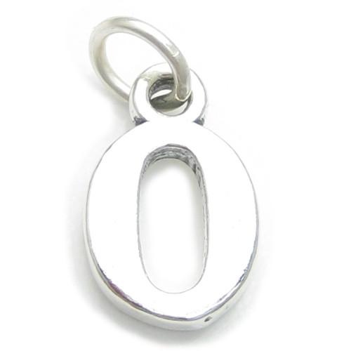 Number 0 Zero sterling silver charm .925 x 1 Numbers charms pendants A1
