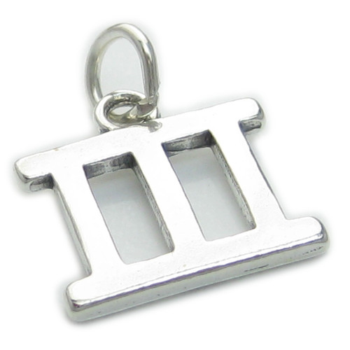 Roman Numeral Number 3 sterling silver charm .925 x 1 III Numerals charms