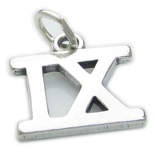 Roman Numeral Number 9 sterling silver charm .925 x1 IX Numerals charms