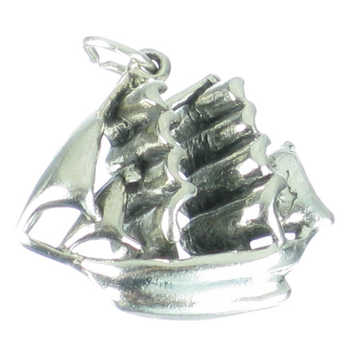 Pirate Ship sterling silver charm .925 x 1 Galleon Pirates Ships charms