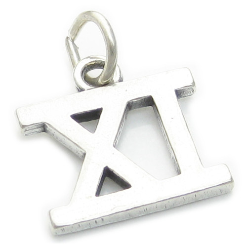 Roman Numeral Number 11 sterling silver charm .925 Eleven XI Numerals charms