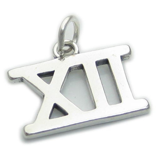 Roman Numeral Number 12 sterling silver charm .925 x1 XII Numerals charms