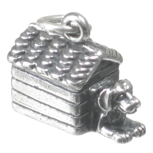 Dog in the doghouse sterling silver charm Dogs Kennel Kennels