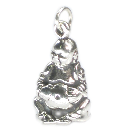 Buddha sterling silver charm.Religious Monk Buddhism