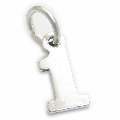 Number 1 One sterling silver charm .925 x 1 Numbers charms Style 6