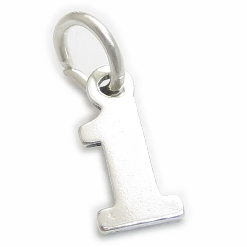 Number 1 One sterling silver charm .925 Numbers charms Style 6