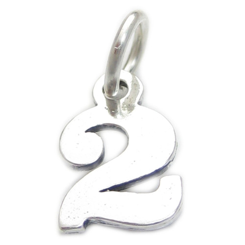 Number 2 Two sterling silver charm .925 x 1 Numbers charms Style 6
