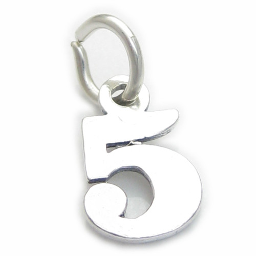 Number 5 Five sterling silver charm .925 x 1 Numbers charms Style 6