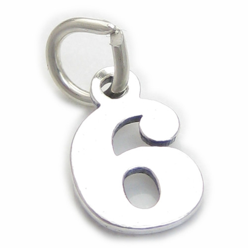 Number 6 Six sterling silver charm .925 x 1 Numbers charms Style 6