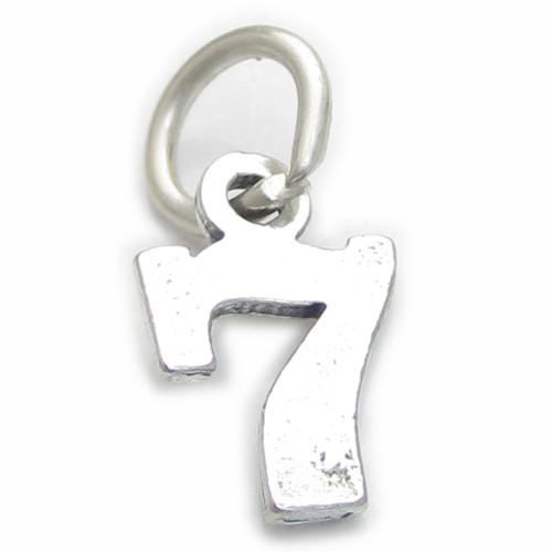 Number 7 Seven sterling silver charm .925 x 1 Numbers charms Style 6