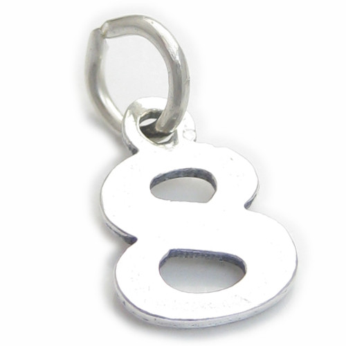 Number 8 Eight sterling silver charm .925 x 1 Numbers charms Style 6
