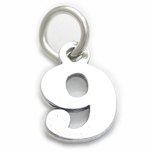 Number 9 Nine sterling silver charm .925 x 1 Numbers charms Style 6