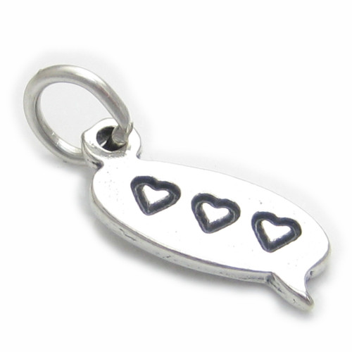 Hearts text chat sterling silver charm .925 x 1 SMS TXT chat charms