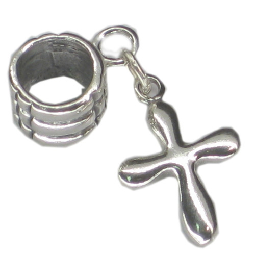 Cross sterling silver dangle bead charm .925 x 1 Beads charms